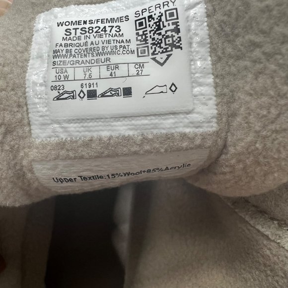 Sperry Saltwater Wool Embossed Thinsulate Duck Boot NEW Oat Women’s 10 Wide - Picture 10 of 12